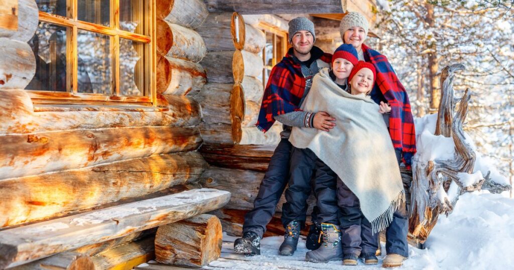 Family using flannel to keep warm in the winter.